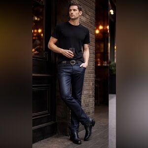 NWT John Varvatos model J701Y2 CADA Coated Denim in Navy Sz Waist 34